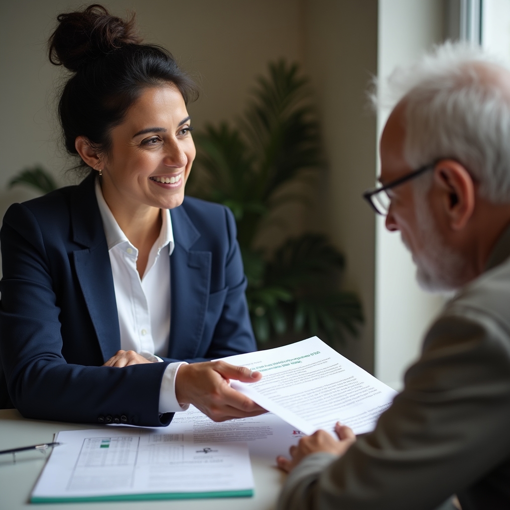 Community educator speaking with an older adult participant at a workshop
