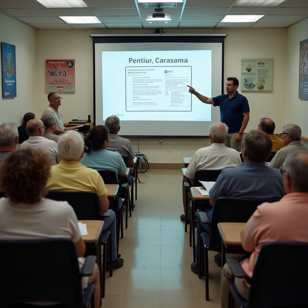 Instructor leading a financial education session at a DIF community center