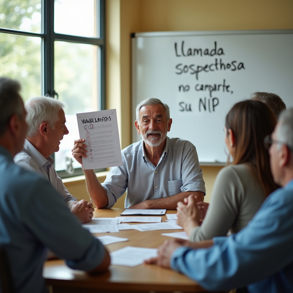 Group discussion about telephone fraud prevention techniques